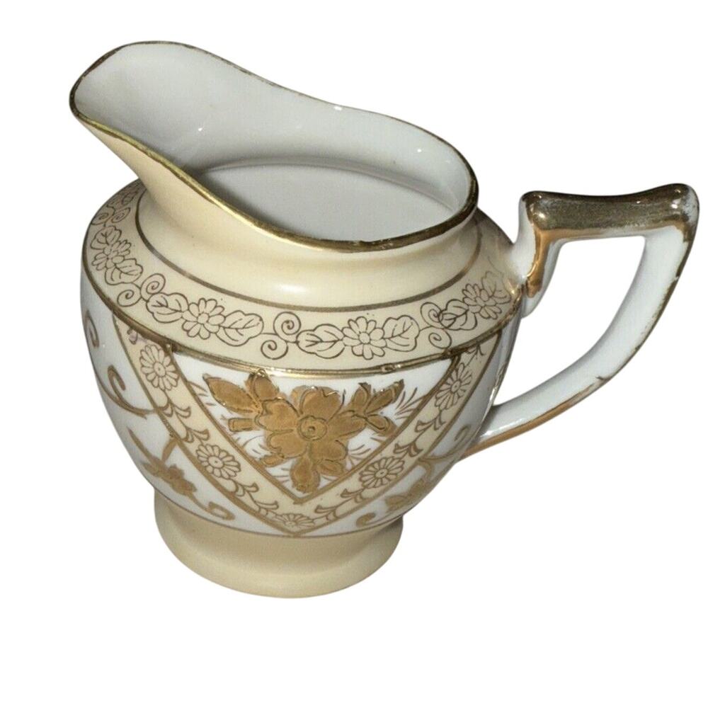 Vintage Hand Painted Japan Floral Gold Creamer